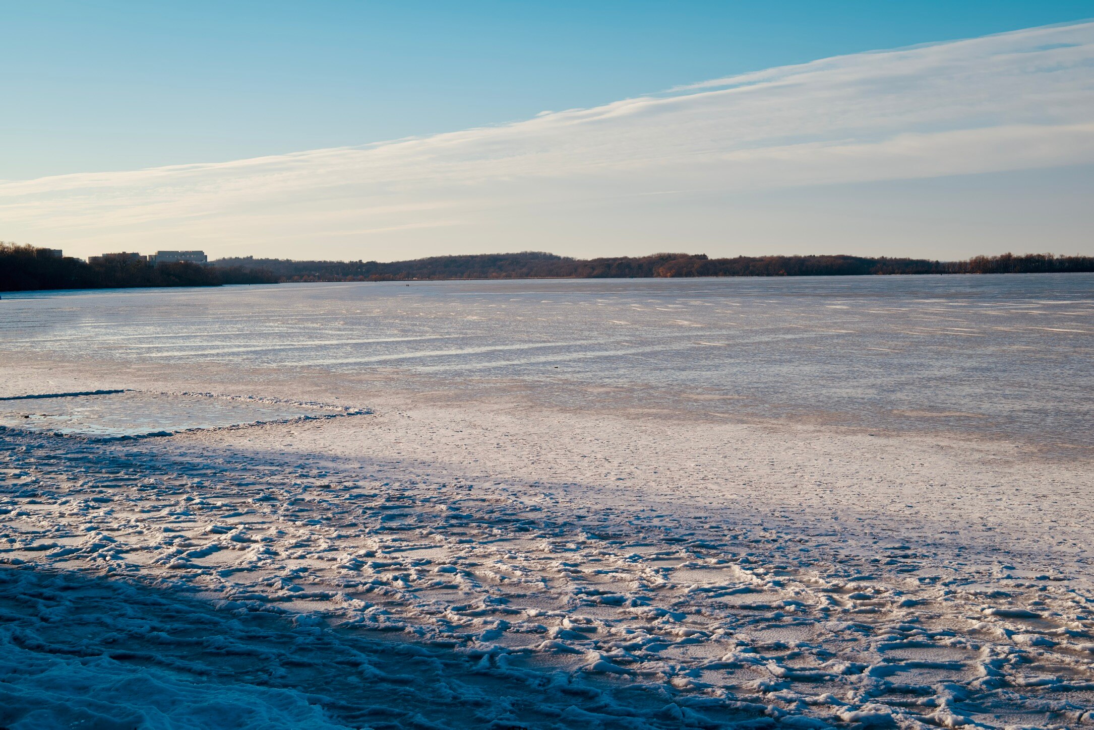 Snowy and icy Lake Mendota